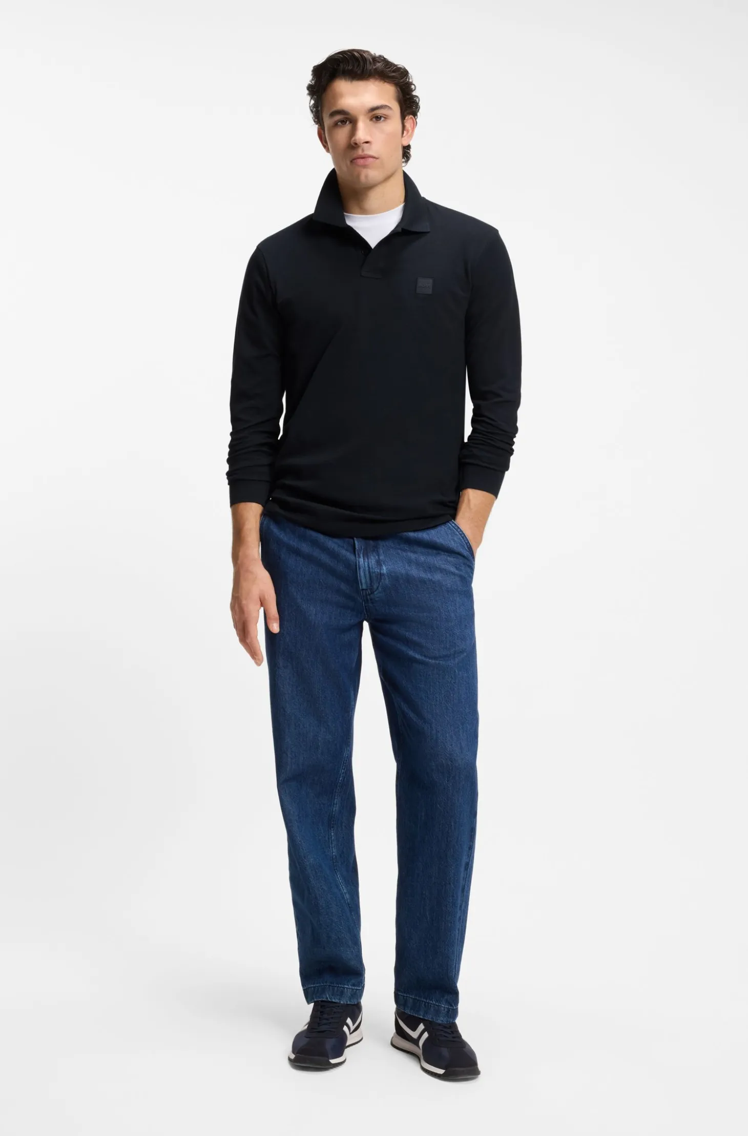 Slim-Fit Poloshirt aus elastischem Baumwoll-Piqué
