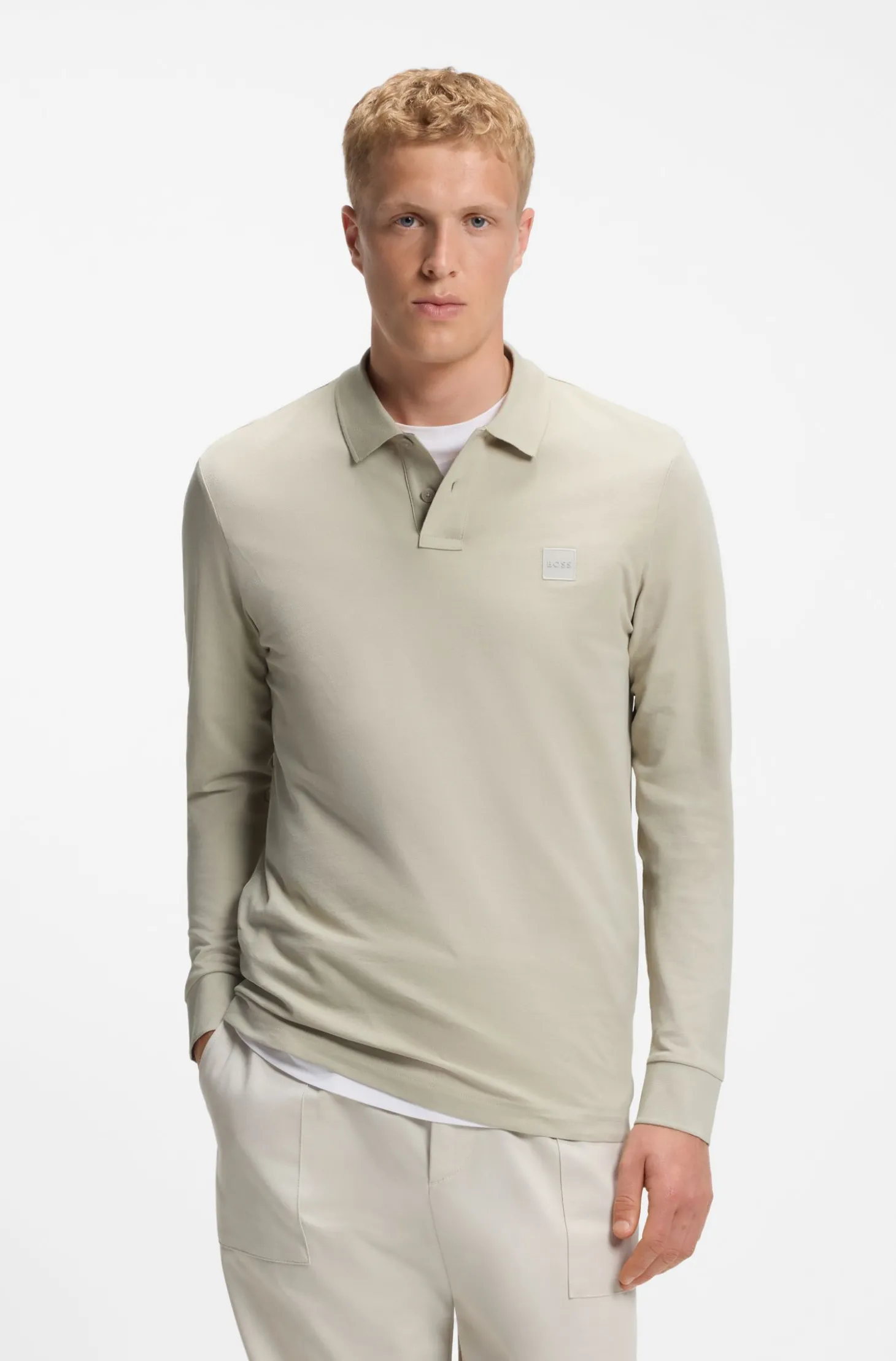 Slim-Fit Poloshirt aus elastischem Baumwoll-Piqué