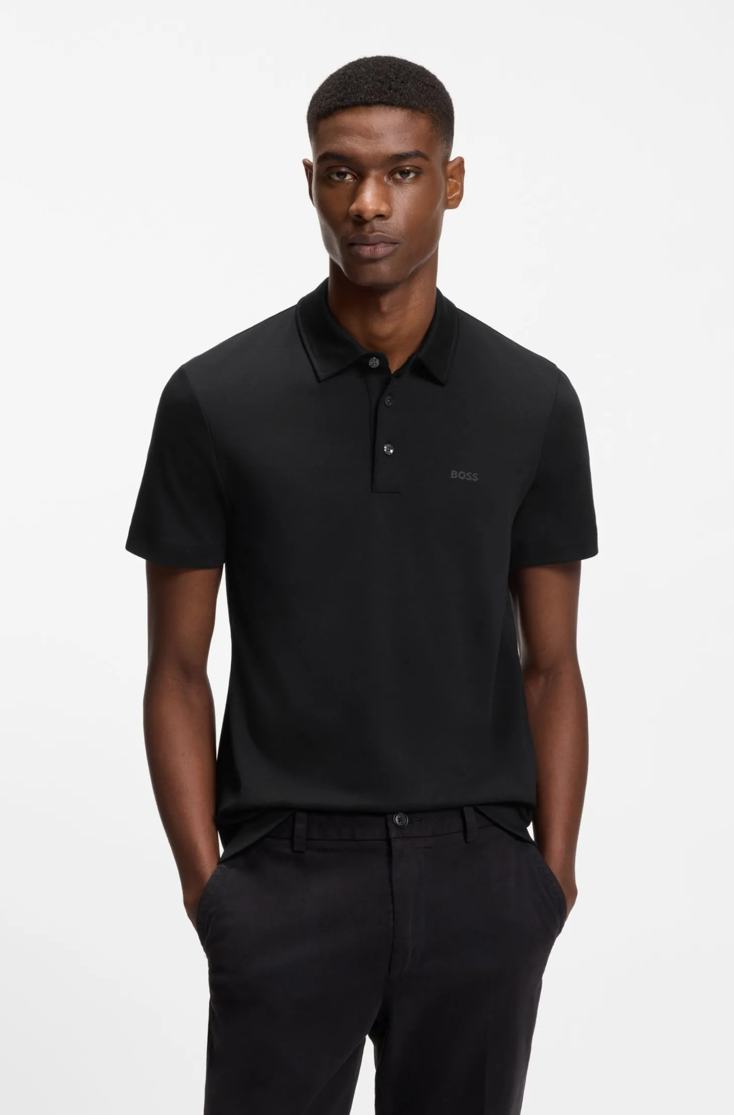 Slim-Fit Poloshirt aus Interlock-Baumwolle