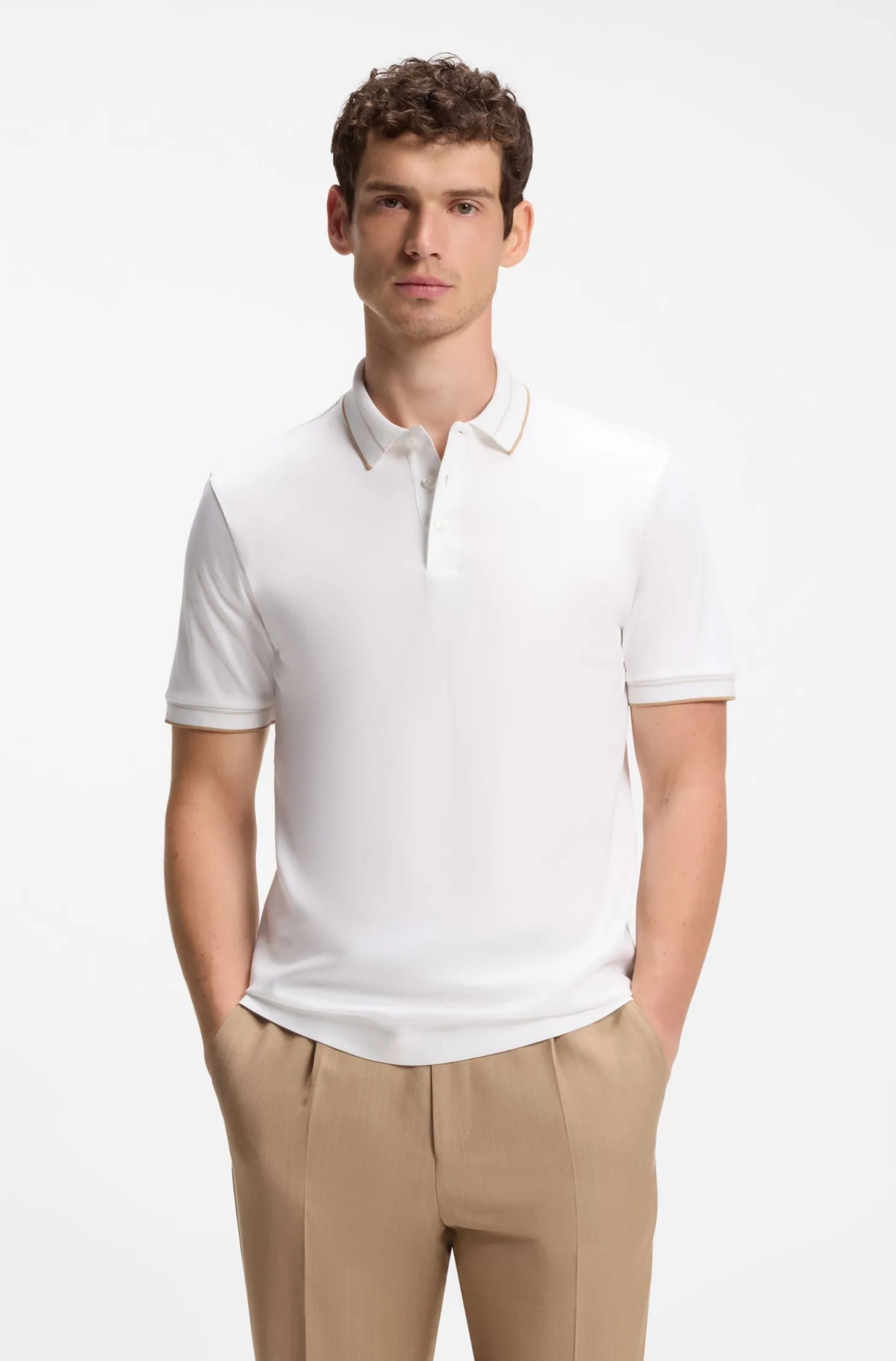 Slim-Fit Poloshirt aus merzerisierter Baumwolle