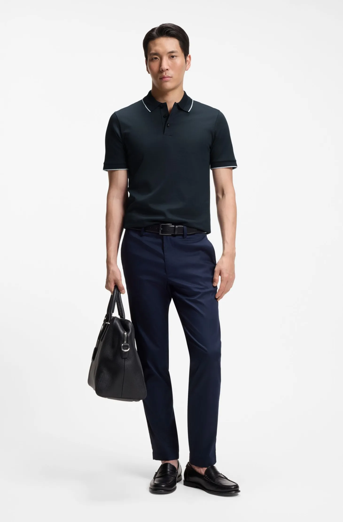 Slim-Fit Poloshirt aus merzerisierter Baumwolle
