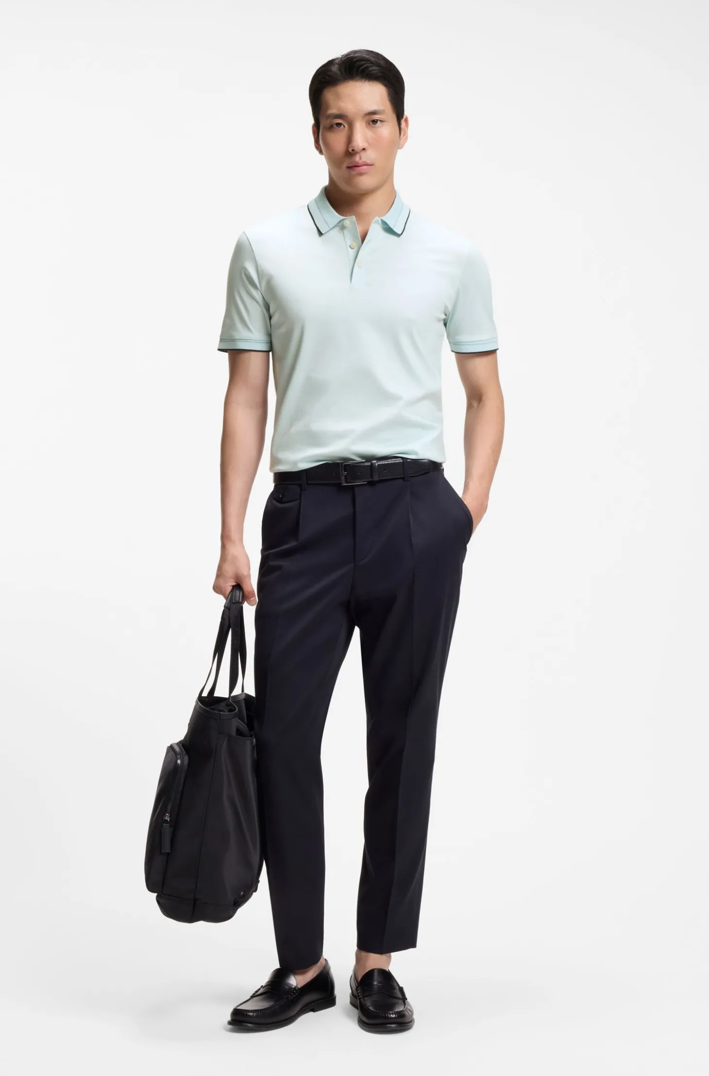 Slim-Fit Poloshirt aus merzerisierter Baumwolle