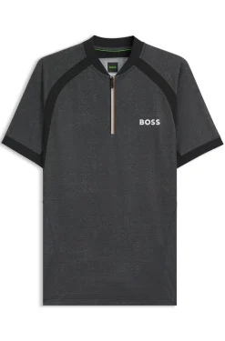 Slim-Fit Poloshirt aus Mesh-Jersey mit Reißverschluss am Kragen