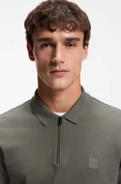 Slim-Fit Poloshirt aus Stretch-Baumwolle mit Reißverschluss
