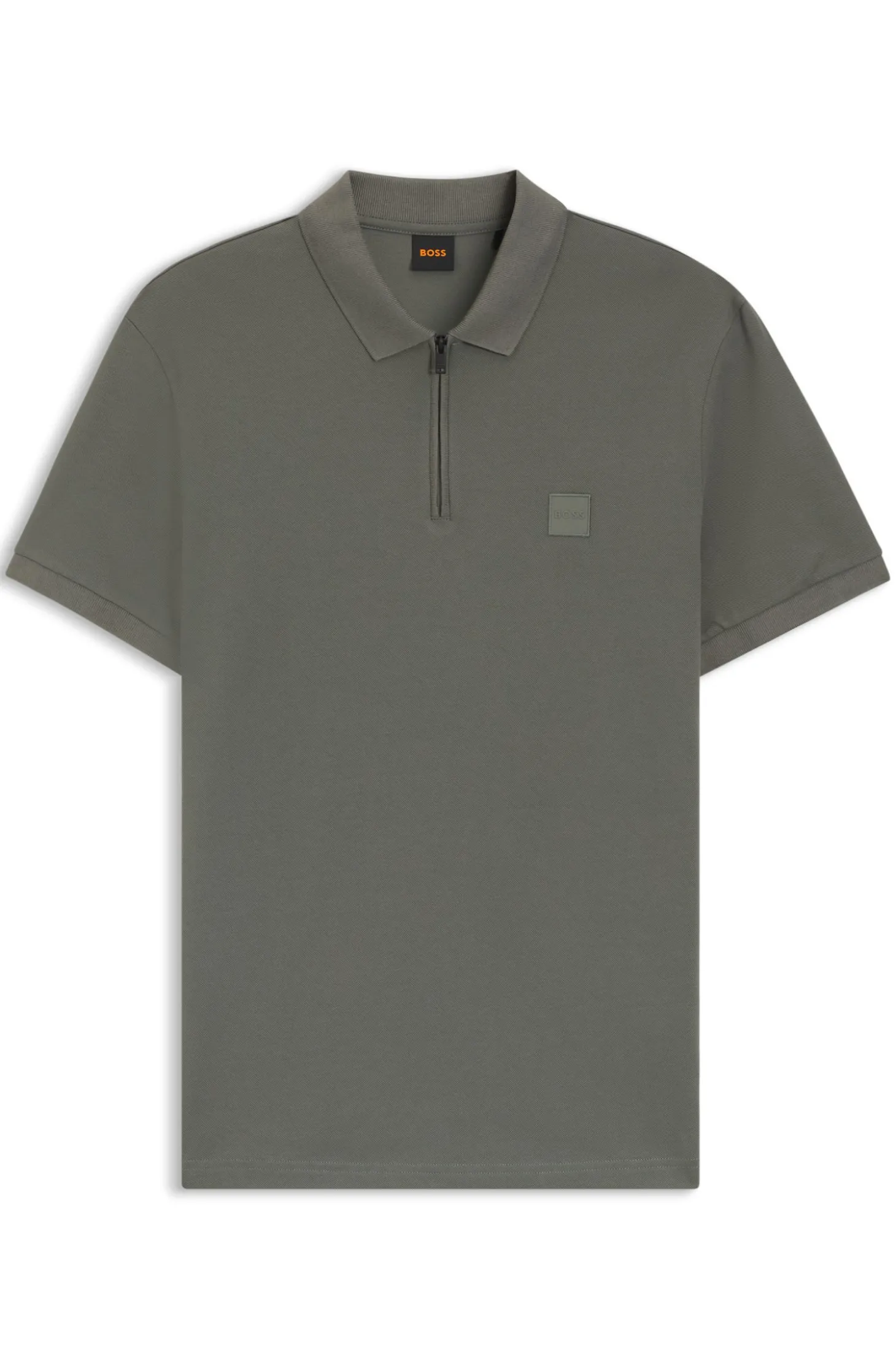 Slim-Fit Poloshirt aus Stretch-Baumwolle mit Reißverschluss