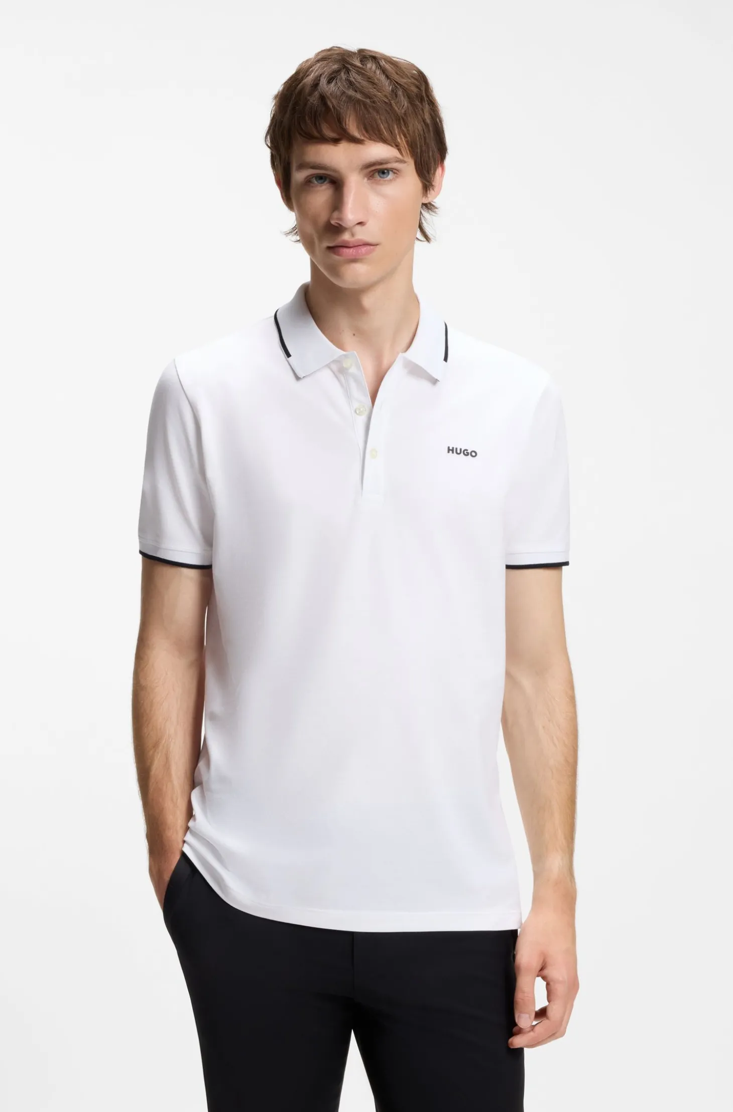 Slim-Fit Poloshirt aus Stretch-Baumwolle mit kontrastfarbenen Details