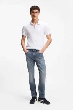 Slim-Fit Poloshirt aus Stretch-Baumwolle mit Reißverschluss