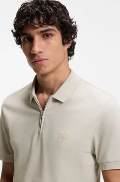 Slim-Fit Poloshirt aus Stretch-Baumwolle mit Reißverschluss