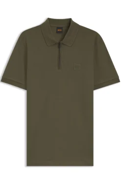 Slim-Fit Poloshirt aus Stretch-Baumwolle mit Reißverschluss