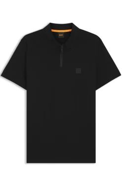Slim-Fit Poloshirt aus Stretch-Baumwolle mit Reißverschluss