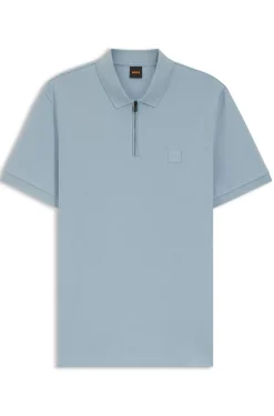 Slim-Fit Poloshirt aus Stretch-Baumwolle mit Reißverschluss