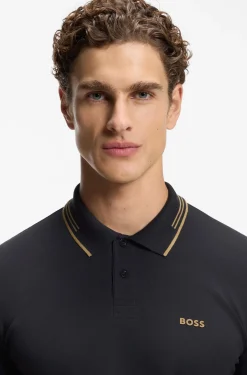 Slim-Fit Poloshirt mit Kontraststreifen-Details