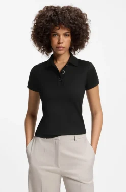 Slim-Fit Poloshirt mit Metallknöpfen