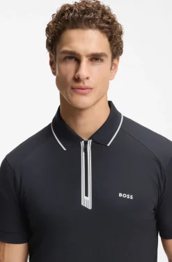 Slim-Fit Poloshirt mit Reißverschlussleiste