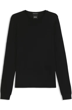 Slim-Fit Pullover aus Merinowolle mit Rundhalsausschnitt