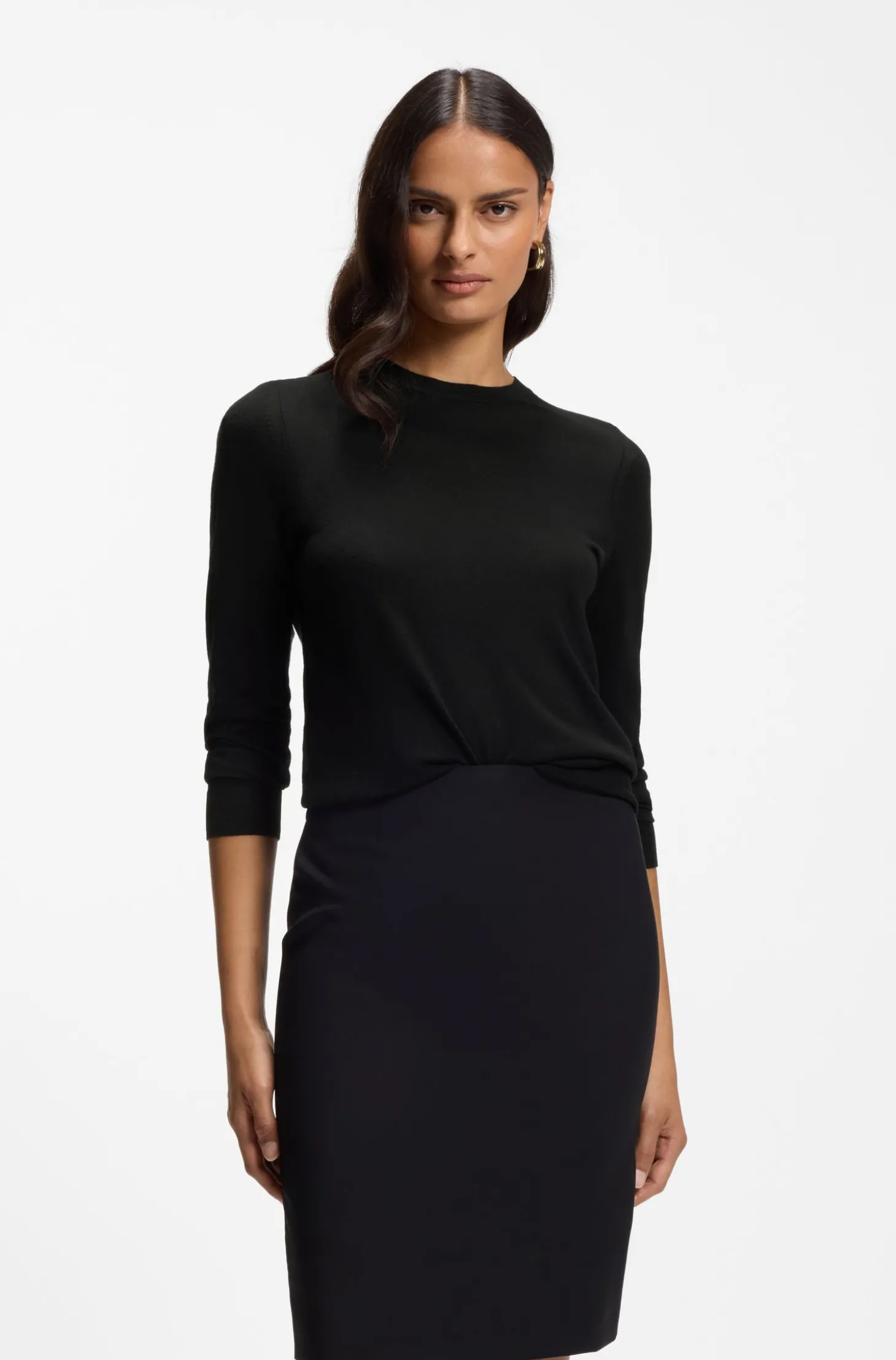 Slim-Fit Pullover aus Merinowolle mit Rundhalsausschnitt