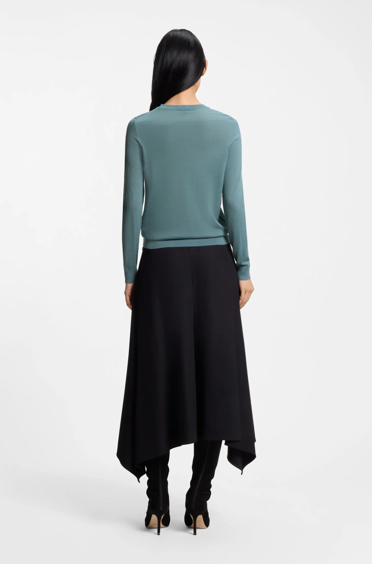 Slim-Fit Pullover aus Merinowolle mit Rundhalsausschnitt