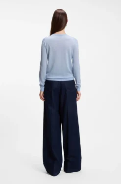 Slim-Fit Pullover aus Merinowolle mit Rundhalsausschnitt