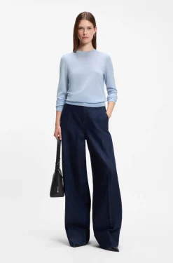 Slim-Fit Pullover aus Merinowolle mit Rundhalsausschnitt