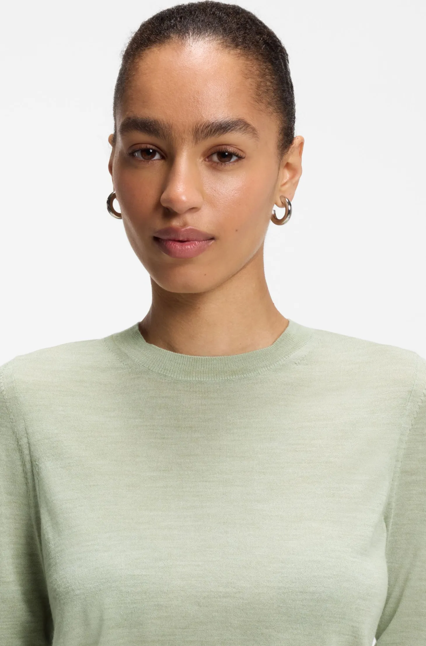 Slim-Fit Pullover aus Merinowolle mit Rundhalsausschnitt
