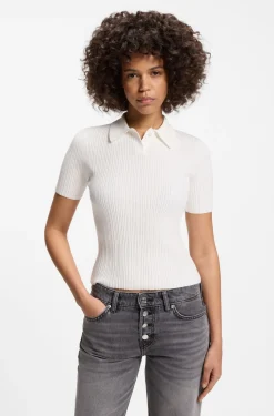 Slim-Fit Pullover mit Polokragen und Rippstruktur