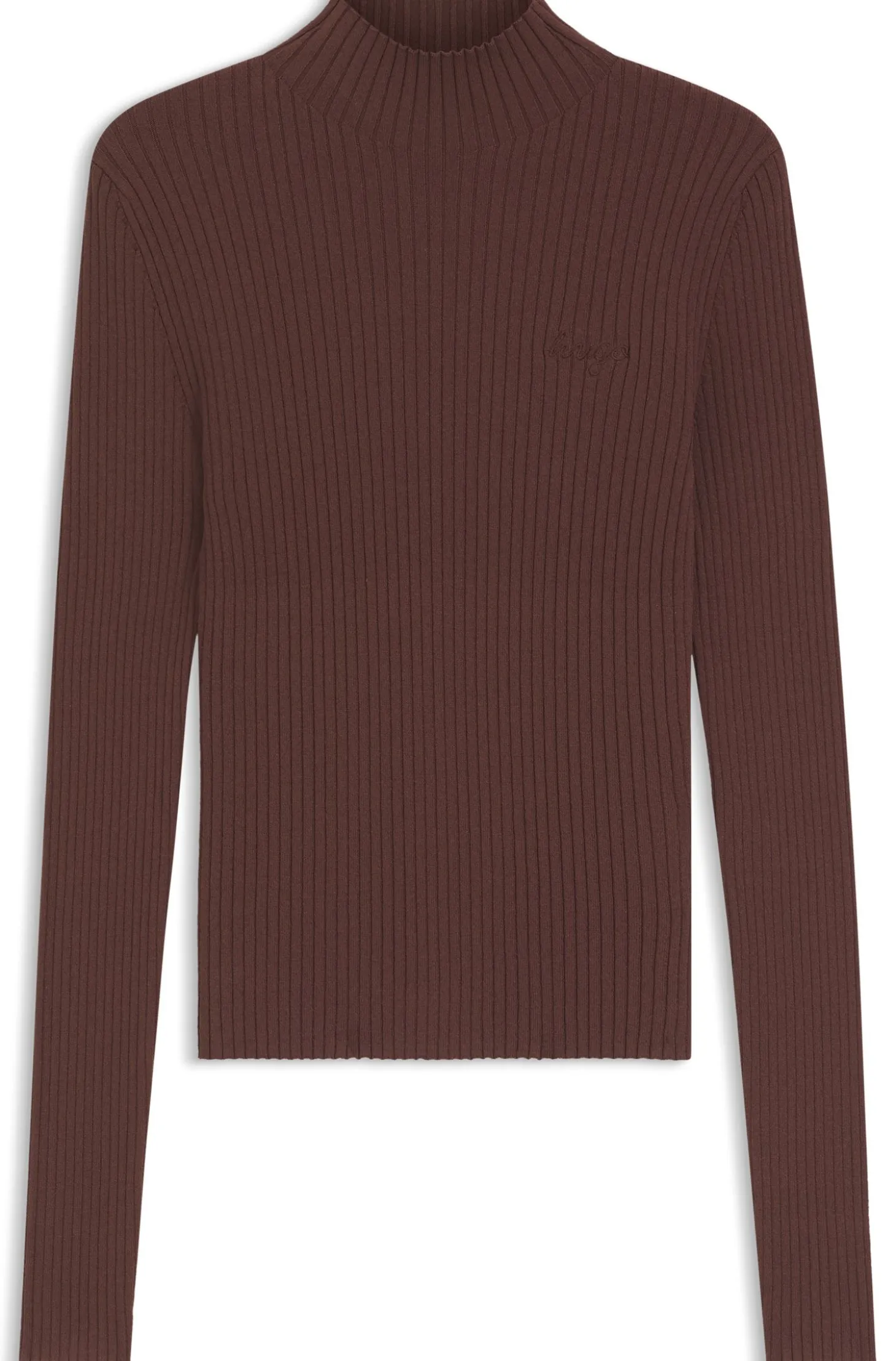 Slim-Fit Pullover mit Stehkragenausschnitt und Rippstruktur