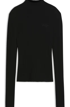 Slim-Fit Pullover mit Stehkragenausschnitt und Rippstruktur