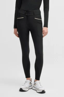 Slim-Fit Reithose mit hohem Bund und Kniebesatz
