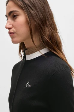 Slim-Fit Reitsport-Strickjacke mit Rippstruktur