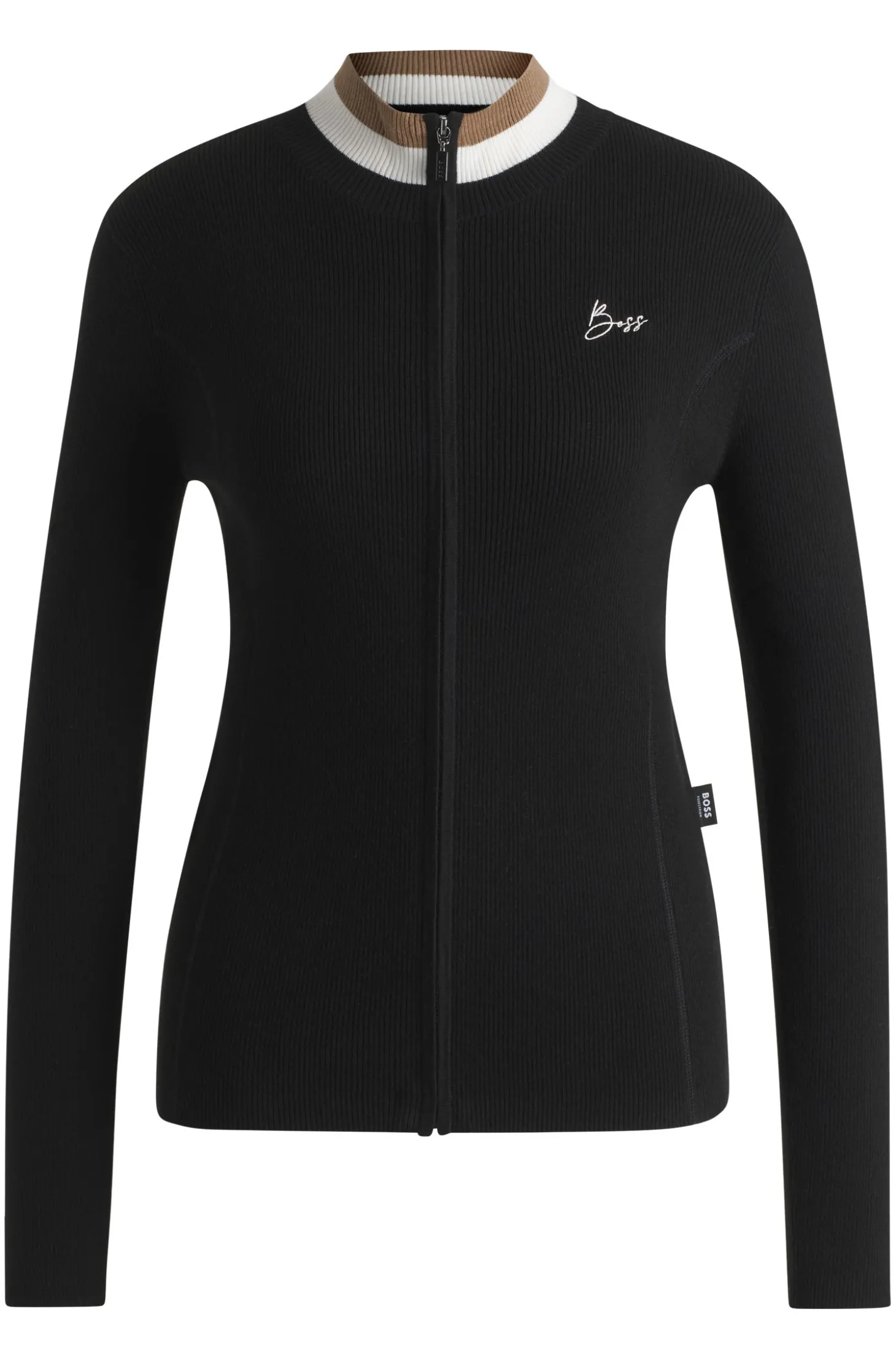 Slim-Fit Reitsport-Strickjacke mit Rippstruktur