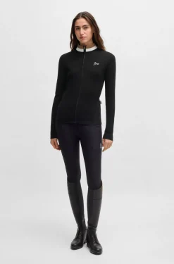 Slim-Fit Reitsport-Strickjacke mit Rippstruktur