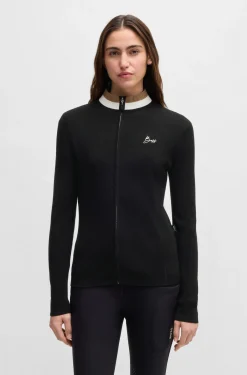 Slim-Fit Reitsport-Strickjacke mit Rippstruktur