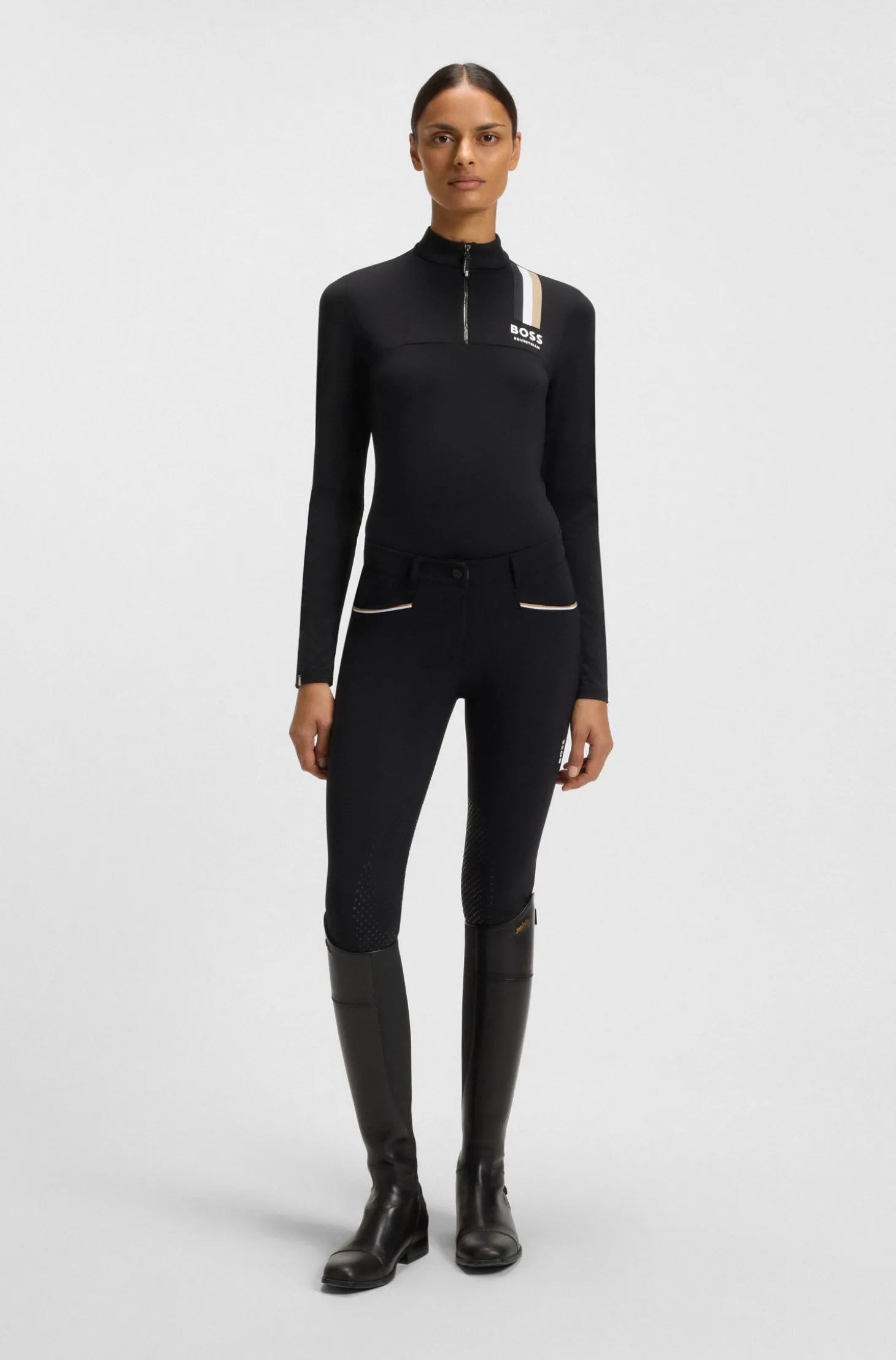 Slim-Fit Reitsport-Trainingsshirt aus Power-Stretch-Material