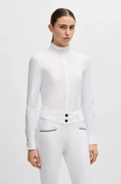 Slim-Fit Reitsport-Turnierbluse mit Kristall-Details