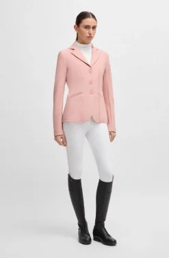 Slim-Fit Reitsport-Turnierbluse mit Kristall-Details