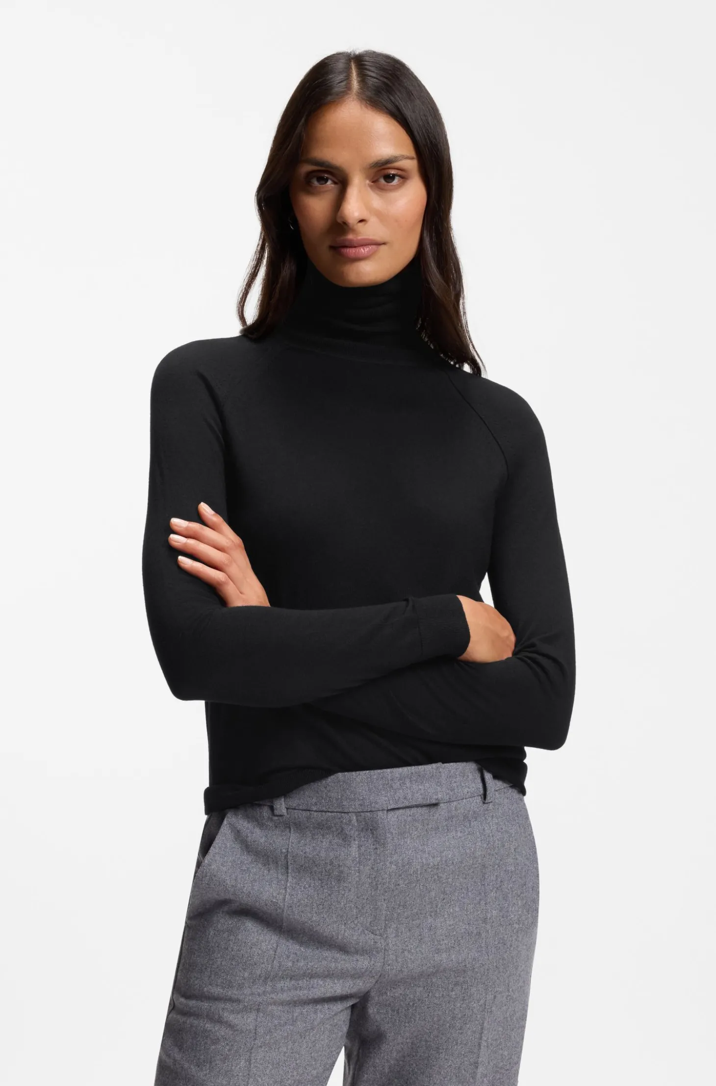 Slim-Fit Rollkragenpullover aus extrafeiner Merinowolle