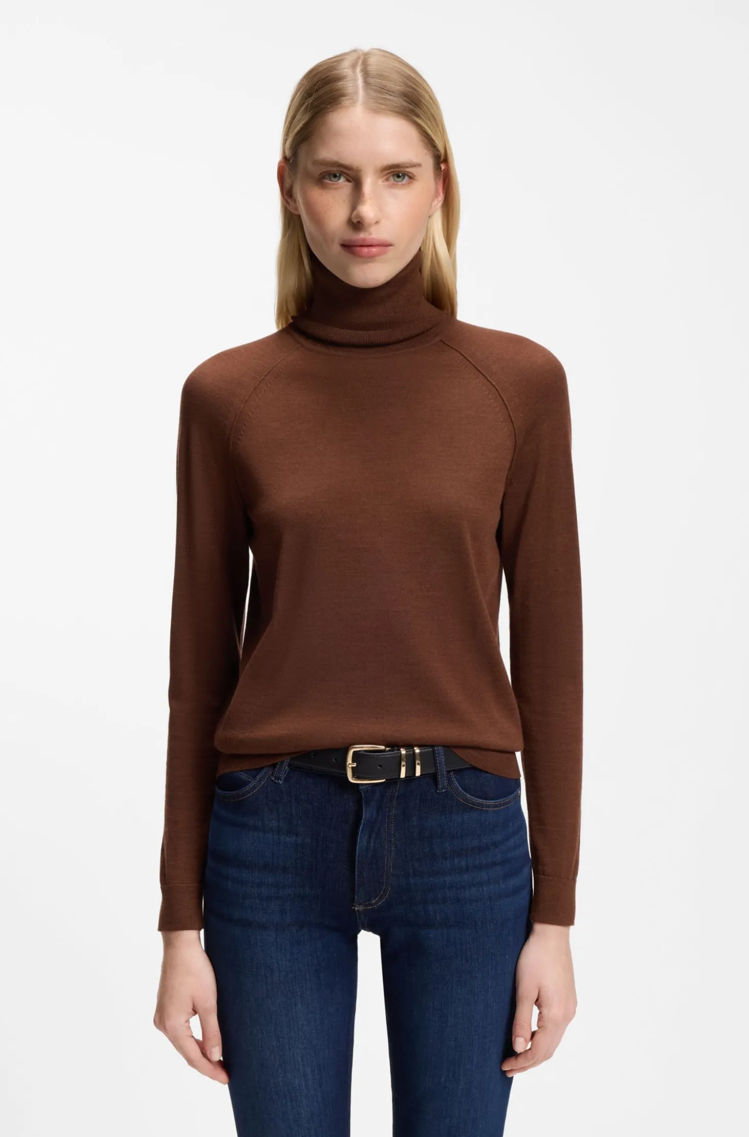 Slim-Fit Rollkragenpullover aus extrafeiner Merinowolle
