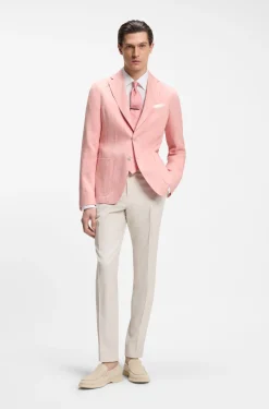 Slim-Fit Sakko aus fein gemustertem Leinen-Mix