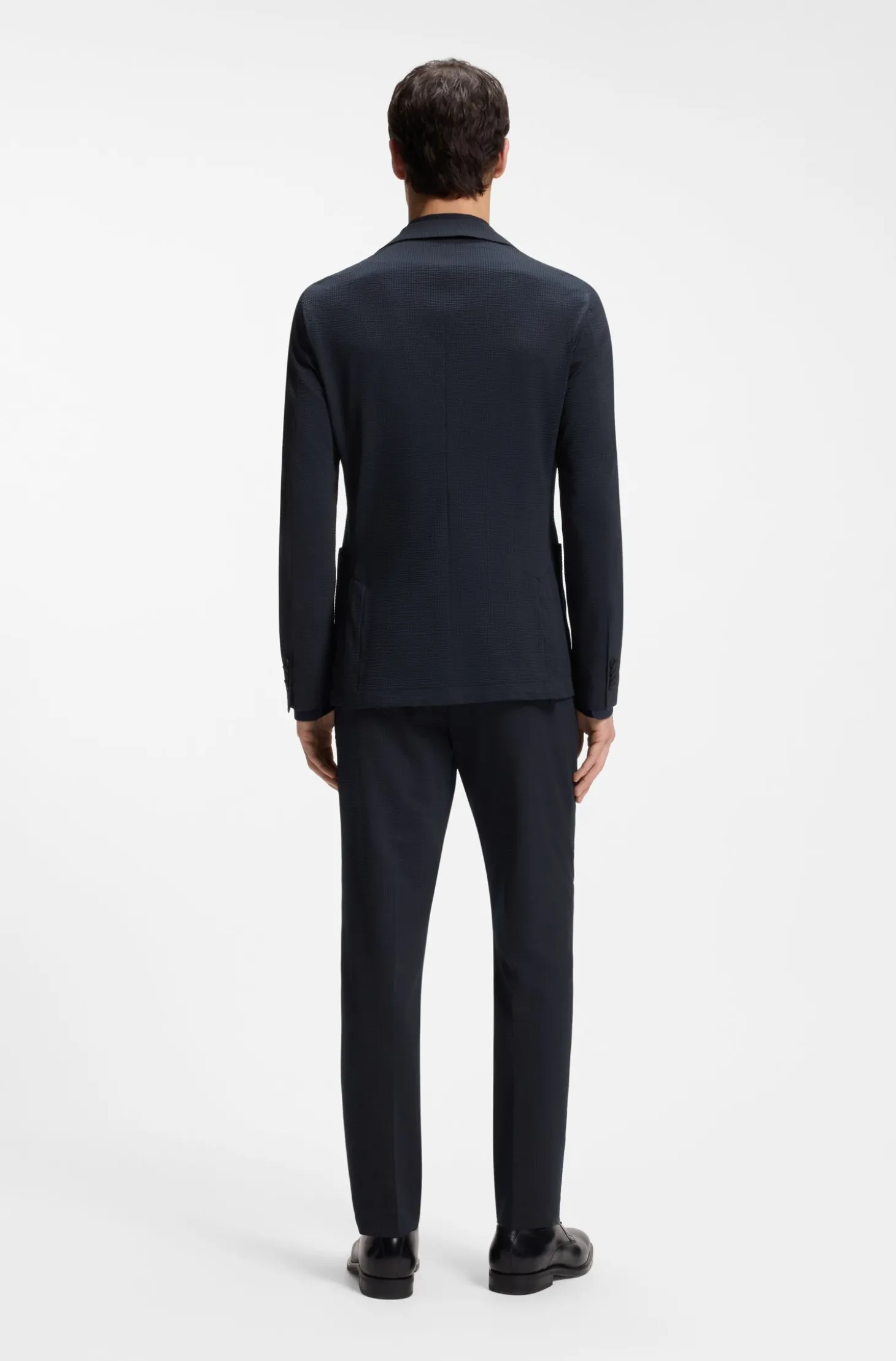 Slim-Fit Sakko aus funktionalem Stretch-Seersucker