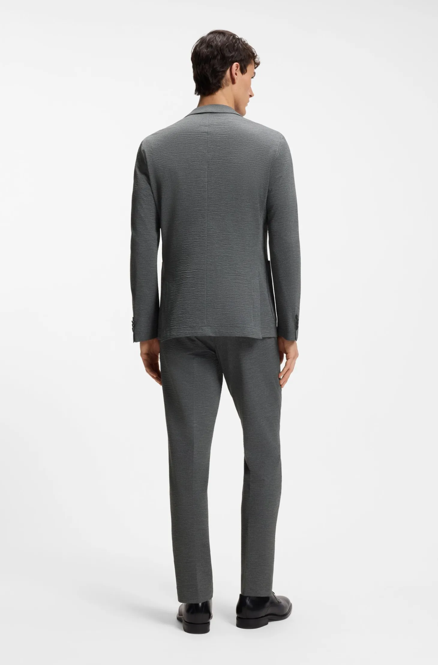 Slim-Fit Sakko aus funktionalem Stretch-Seersucker