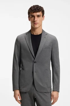 Slim-Fit Sakko aus funktionalem Stretch-Seersucker