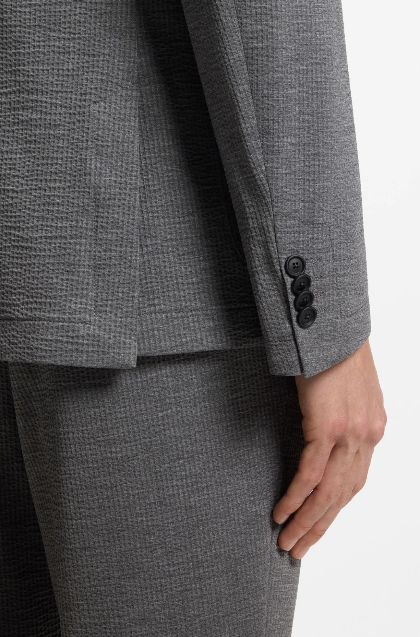 Slim-Fit Sakko aus funktionalem Stretch-Seersucker