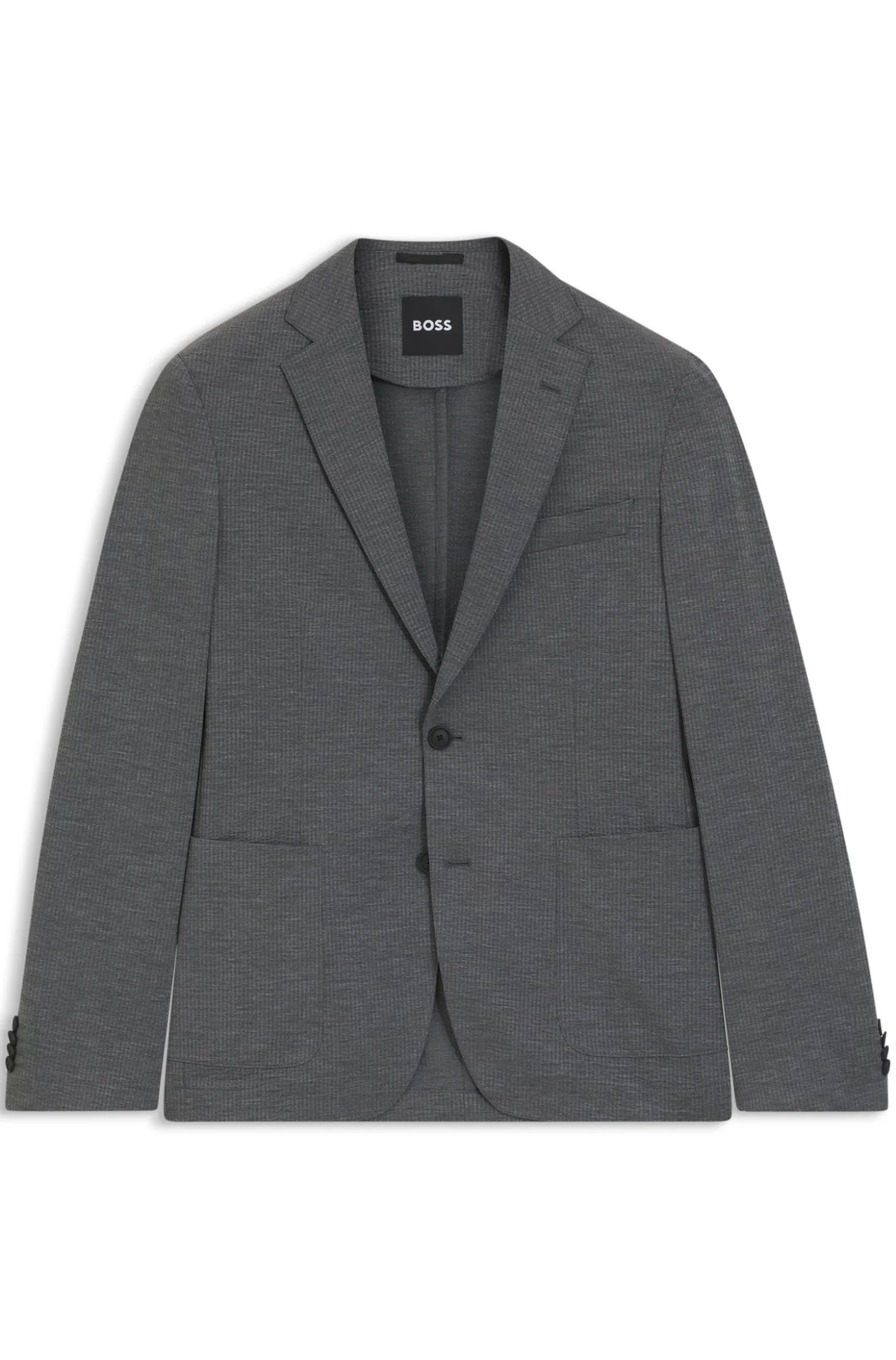 Slim-Fit Sakko aus funktionalem Stretch-Seersucker