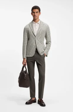 Slim-Fit Sakko aus gemustertem Baumwoll-Mix