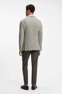 Slim-Fit Sakko aus gemustertem Baumwoll-Mix