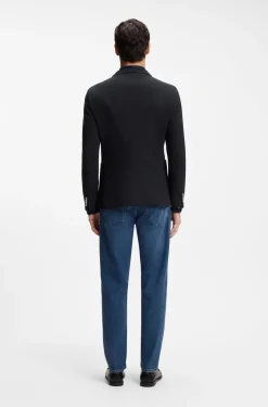 Slim-Fit Sakko aus gemustertem Baumwoll-Mix
