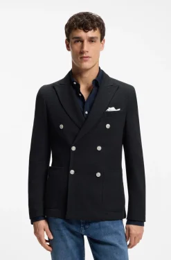 Slim-Fit Sakko aus gemustertem Baumwoll-Mix