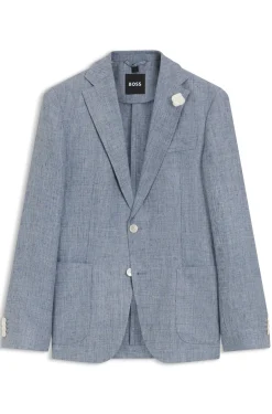 Slim-Fit Sakko aus gemustertem Leinen