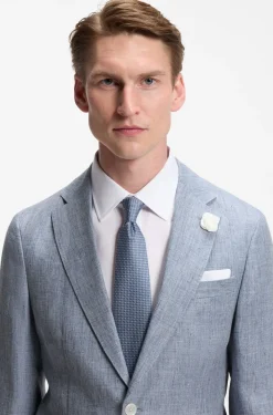 Slim-Fit Sakko aus gemustertem Leinen