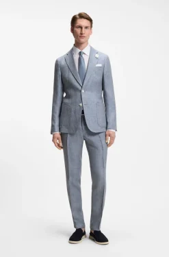 Slim-Fit Sakko aus gemustertem Leinen
